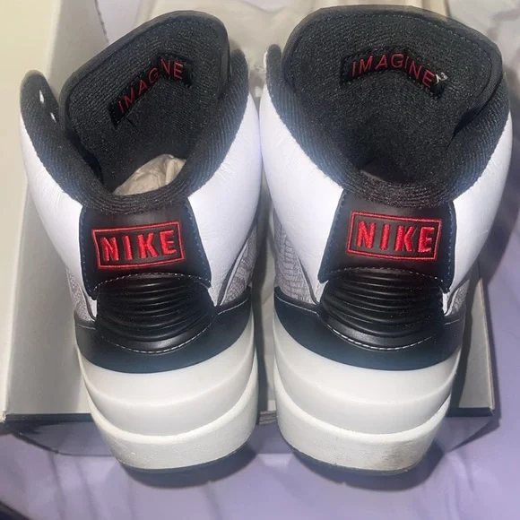 Mens air Jordan 2 retro white/fire red-black -sail size 8 - Picture 5 of 10